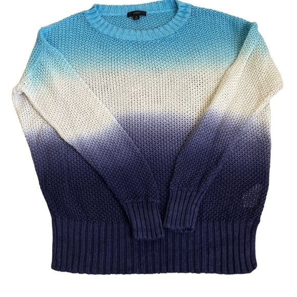 J. Crew Dip Dyed Beach Sweater Linen Crewneck Open Knit Coastal Relaxed Resort S - Picture 8 of 16